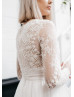 Beaded Long Sleeves Ivory Eyelash Lace Tulle Timeless Wedding Dress